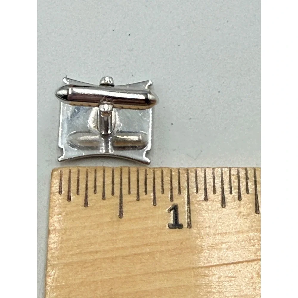 Swank Cufflinks Mens Silver Vintage Mid Century Modern Rectangular